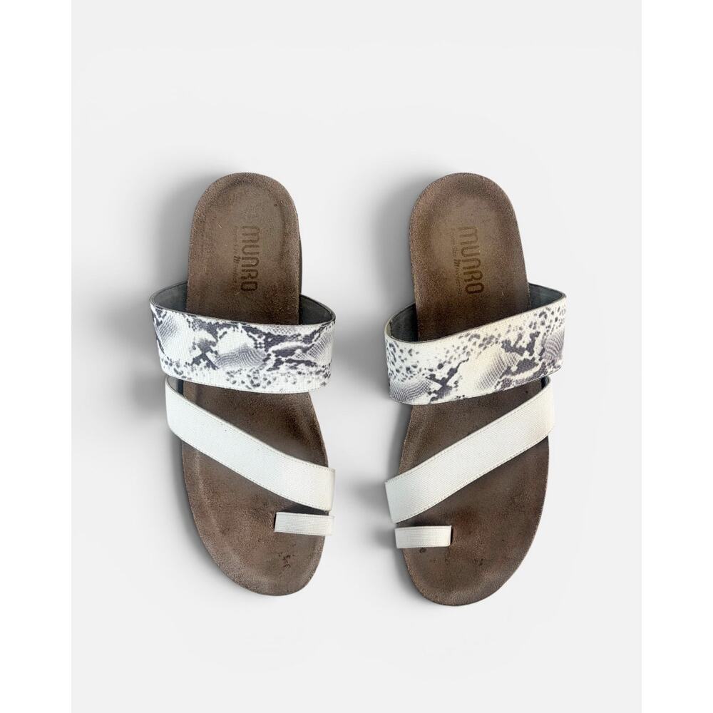Munro Aries Python Snake Print Toe Loop Slide Sandals Size 8.5